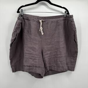 not PERFECT LINEN Shorts Womens 2XL Purple 100% Linen Drawstring Casual Boxy